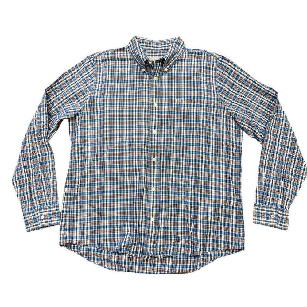 JACK SPADE Mens shirt sz XL Plaid Blue Pink Button down Classic Office Workwear